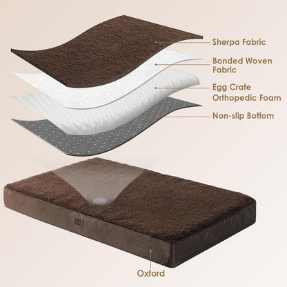 Orthopedic Dog Bed Large with Removable Washable Cover, 41IN Grey | Egg Crate Foam Support, Durable Oxford fabric, Non-Slip Bottom, Machine Washable, Soft Waterproof Plush Pet Bed Mat For Crate