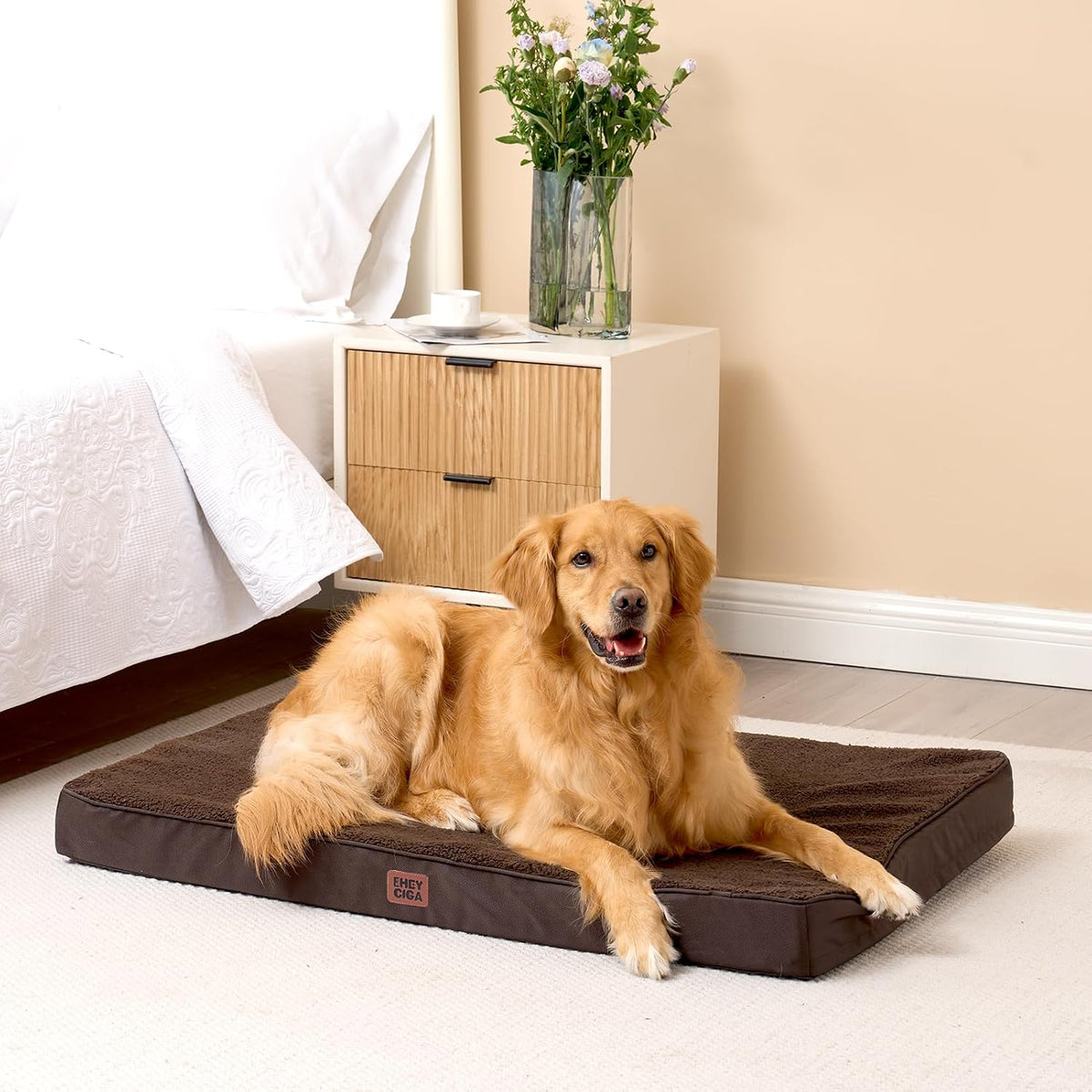 Orthopedic Dog Bed Large with Removable Washable Cover, 41IN Grey | Egg Crate Foam Support, Durable Oxford fabric, Non-Slip Bottom, Machine Washable, Soft Waterproof Plush Pet Bed Mat For Crate