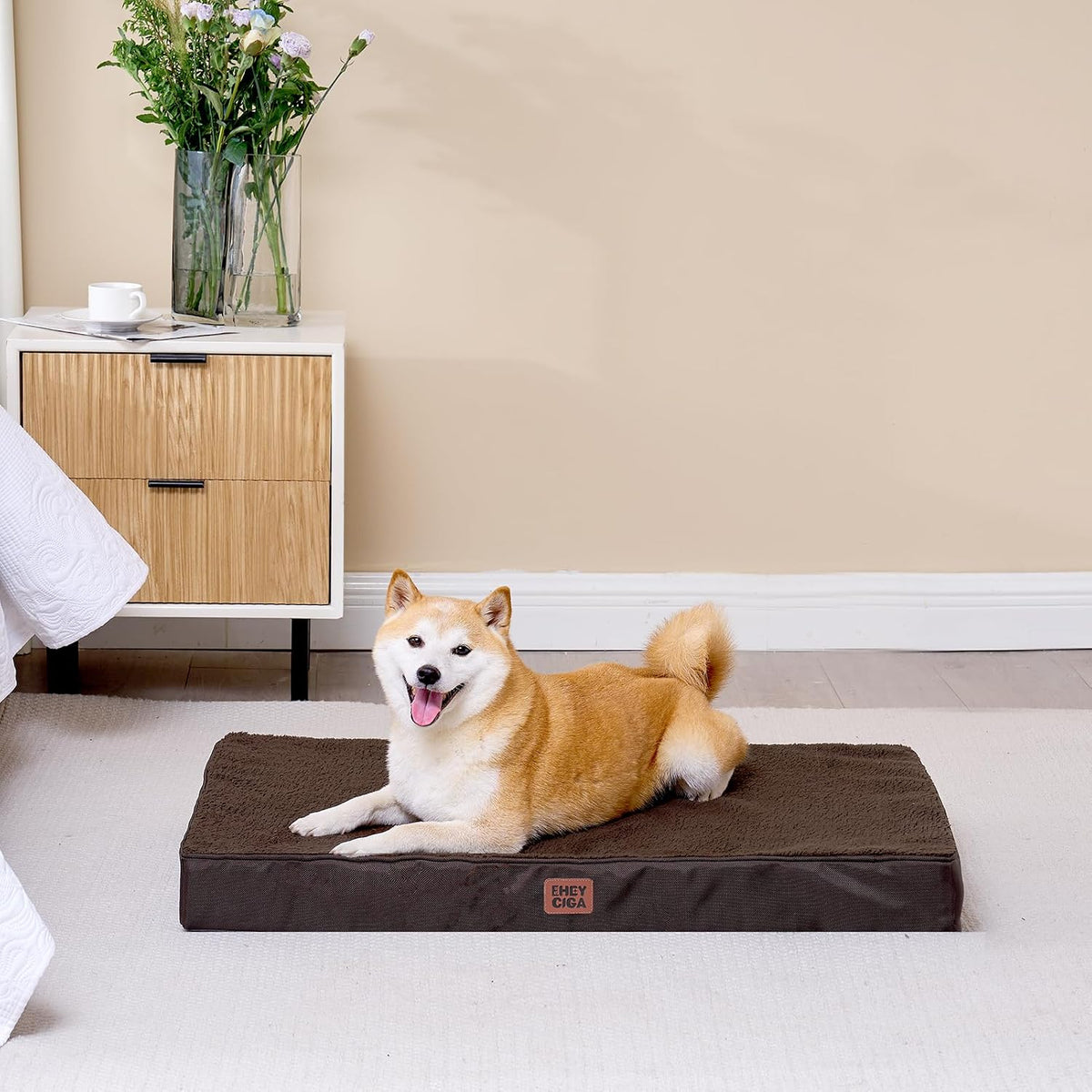 Orthopedic Dog Bed Large with Removable Washable Cover, 41IN Grey | Egg Crate Foam Support, Durable Oxford fabric, Non-Slip Bottom, Machine Washable, Soft Waterproof Plush Pet Bed Mat For Crate