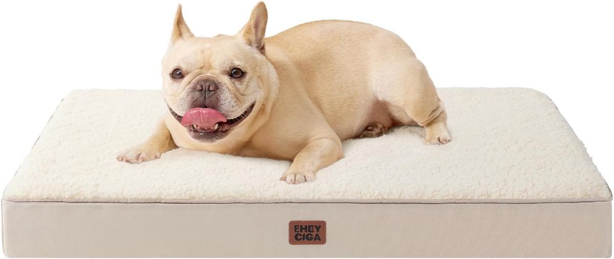 Orthopedic Dog Bed Large with Removable Washable Cover, 41IN Grey | Egg Crate Foam Support, Durable Oxford fabric, Non-Slip Bottom, Machine Washable, Soft Waterproof Plush Pet Bed Mat For Crate
