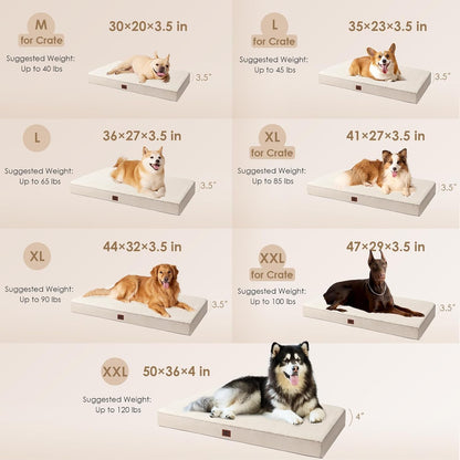 Orthopedic Dog Bed Large with Removable Washable Cover, 41IN Grey | Egg Crate Foam Support, Durable Oxford fabric, Non-Slip Bottom, Machine Washable, Soft Waterproof Plush Pet Bed Mat For Crate