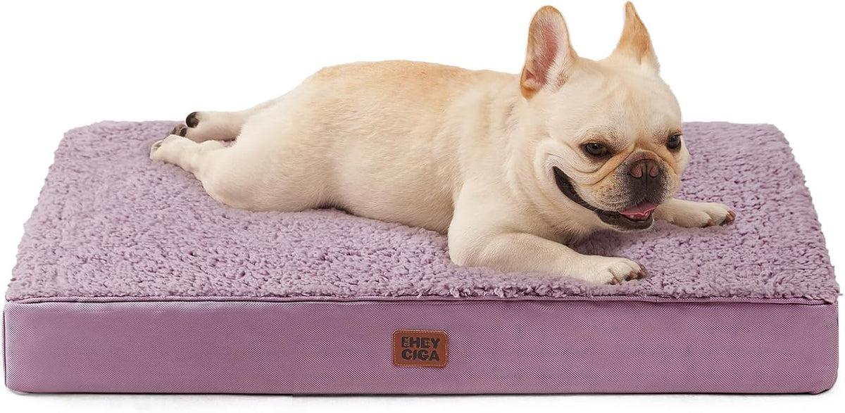 Orthopedic Dog Bed Large with Removable Washable Cover, 41IN Grey | Egg Crate Foam Support, Durable Oxford fabric, Non-Slip Bottom, Machine Washable, Soft Waterproof Plush Pet Bed Mat For Crate