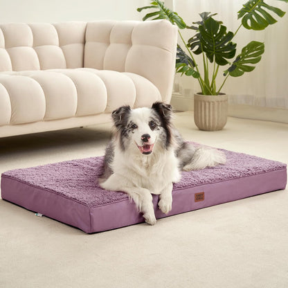 Orthopedic Dog Bed Large with Removable Washable Cover, 41IN Grey | Egg Crate Foam Support, Durable Oxford fabric, Non-Slip Bottom, Machine Washable, Soft Waterproof Plush Pet Bed Mat For Crate