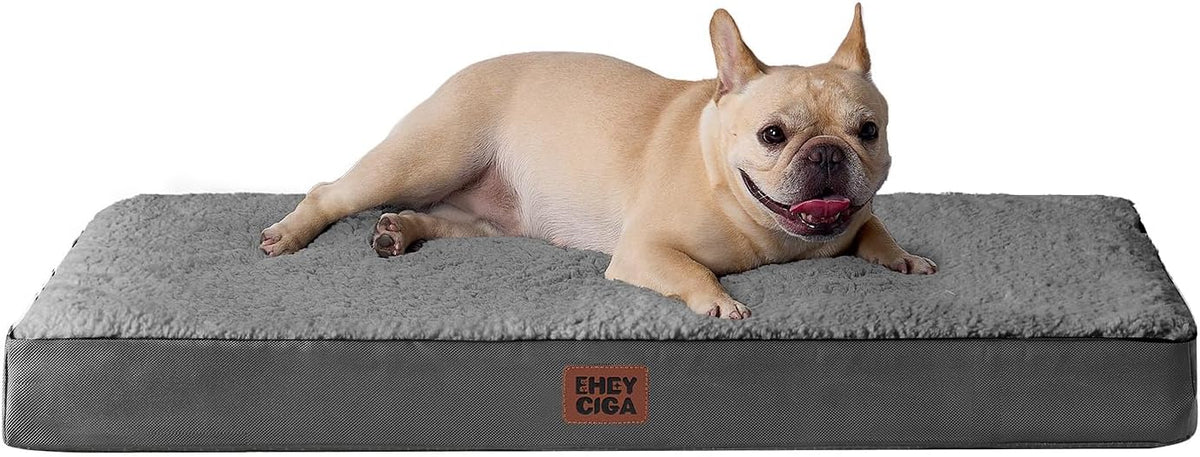 Orthopedic Dog Bed Large with Removable Washable Cover, 41IN Grey | Egg Crate Foam Support, Durable Oxford fabric, Non-Slip Bottom, Machine Washable, Soft Waterproof Plush Pet Bed Mat For Crate