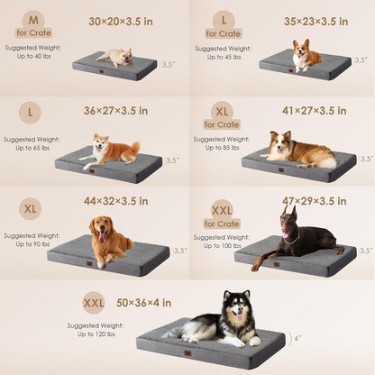 Orthopedic Dog Bed Large with Removable Washable Cover, 41IN Grey | Egg Crate Foam Support, Durable Oxford fabric, Non-Slip Bottom, Machine Washable, Soft Waterproof Plush Pet Bed Mat For Crate