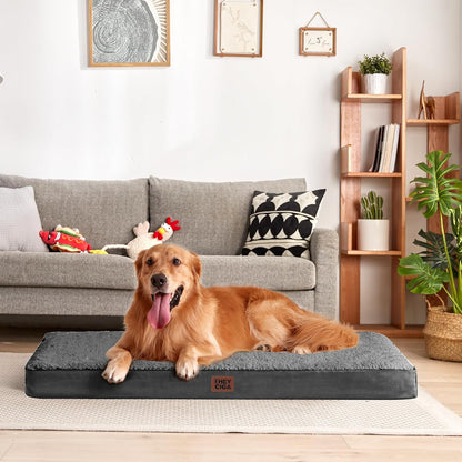Orthopedic Dog Bed Large with Removable Washable Cover, 41IN Grey | Egg Crate Foam Support, Durable Oxford fabric, Non-Slip Bottom, Machine Washable, Soft Waterproof Plush Pet Bed Mat For Crate