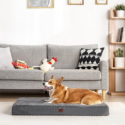 Orthopedic Dog Bed Large with Removable Washable Cover, 41IN Grey | Egg Crate Foam Support, Durable Oxford fabric, Non-Slip Bottom, Machine Washable, Soft Waterproof Plush Pet Bed Mat For Crate