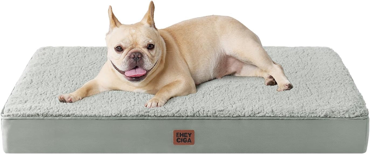 Orthopedic Dog Bed Large with Removable Washable Cover, 41IN Grey | Egg Crate Foam Support, Durable Oxford fabric, Non-Slip Bottom, Machine Washable, Soft Waterproof Plush Pet Bed Mat For Crate