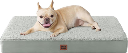 Orthopedic Dog Bed Large with Removable Washable Cover, 41IN Grey | Egg Crate Foam Support, Durable Oxford fabric, Non-Slip Bottom, Machine Washable, Soft Waterproof Plush Pet Bed Mat For Crate