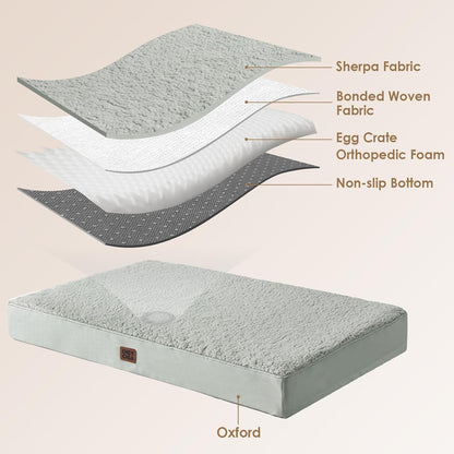 Orthopedic Dog Bed Large with Removable Washable Cover, 41IN Grey | Egg Crate Foam Support, Durable Oxford fabric, Non-Slip Bottom, Machine Washable, Soft Waterproof Plush Pet Bed Mat For Crate