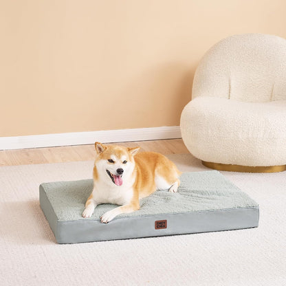 Orthopedic Dog Bed Large with Removable Washable Cover, 41IN Grey | Egg Crate Foam Support, Durable Oxford fabric, Non-Slip Bottom, Machine Washable, Soft Waterproof Plush Pet Bed Mat For Crate