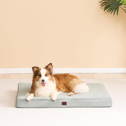 Orthopedic Dog Bed Large with Removable Washable Cover, 41IN Grey | Egg Crate Foam Support, Durable Oxford fabric, Non-Slip Bottom, Machine Washable, Soft Waterproof Plush Pet Bed Mat For Crate