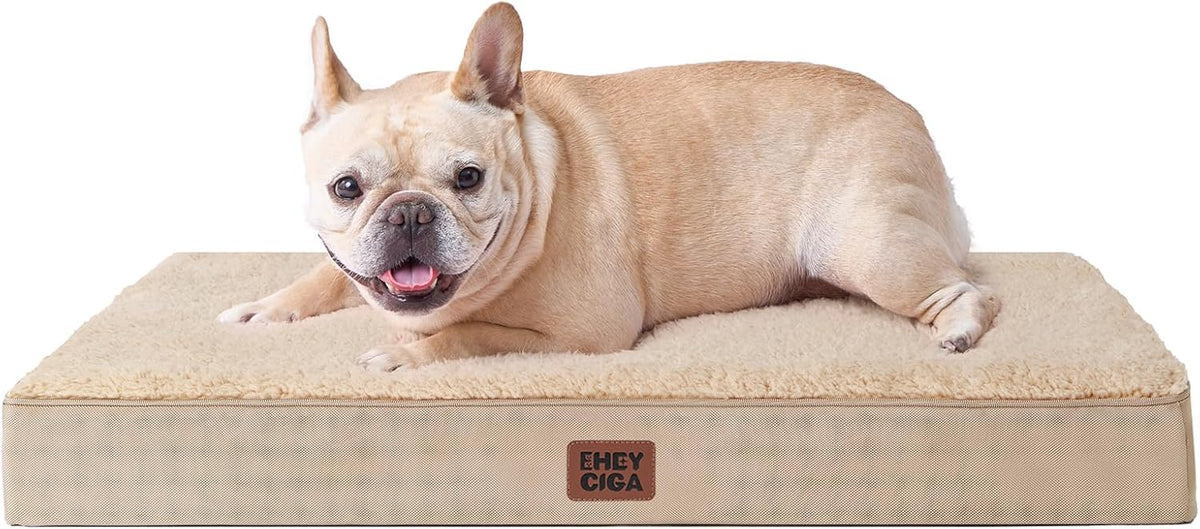Orthopedic Dog Bed Large with Removable Washable Cover, 41IN Grey | Egg Crate Foam Support, Durable Oxford fabric, Non-Slip Bottom, Machine Washable, Soft Waterproof Plush Pet Bed Mat For Crate