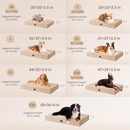 Orthopedic Dog Bed Large with Removable Washable Cover, 41IN Grey | Egg Crate Foam Support, Durable Oxford fabric, Non-Slip Bottom, Machine Washable, Soft Waterproof Plush Pet Bed Mat For Crate