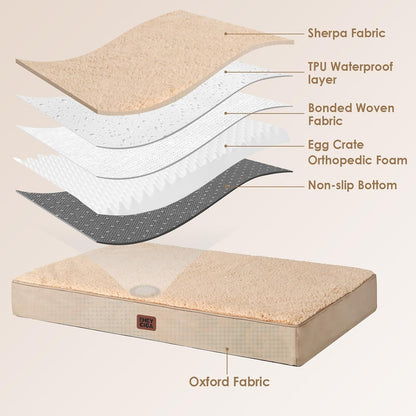 Orthopedic Dog Bed Large with Removable Washable Cover, 41IN Grey | Egg Crate Foam Support, Durable Oxford fabric, Non-Slip Bottom, Machine Washable, Soft Waterproof Plush Pet Bed Mat For Crate