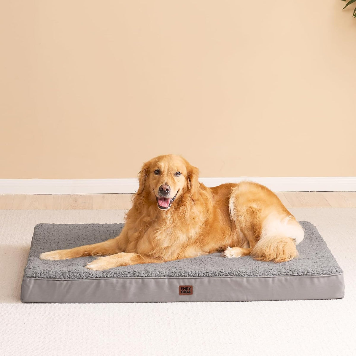 Orthopedic Dog Bed Large with Removable Washable Cover, 41IN Grey | Egg Crate Foam Support, Durable Oxford fabric, Non-Slip Bottom, Machine Washable, Soft Waterproof Plush Pet Bed Mat For Crate