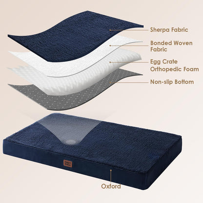 Orthopedic Dog Bed Large with Removable Washable Cover, 41IN Grey | Egg Crate Foam Support, Durable Oxford fabric, Non-Slip Bottom, Machine Washable, Soft Waterproof Plush Pet Bed Mat For Crate