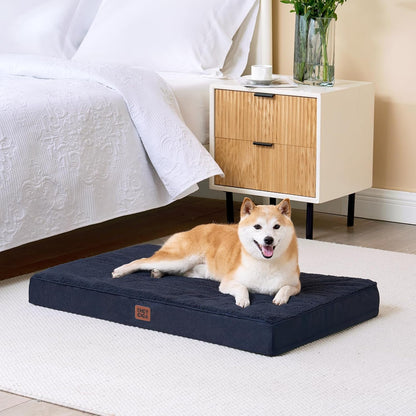 Orthopedic Dog Bed Large with Removable Washable Cover, 41IN Grey | Egg Crate Foam Support, Durable Oxford fabric, Non-Slip Bottom, Machine Washable, Soft Waterproof Plush Pet Bed Mat For Crate