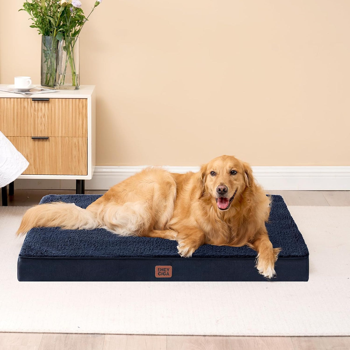 Orthopedic Dog Bed Large with Removable Washable Cover, 41IN Grey | Egg Crate Foam Support, Durable Oxford fabric, Non-Slip Bottom, Machine Washable, Soft Waterproof Plush Pet Bed Mat For Crate