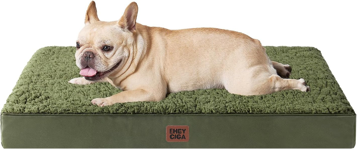 Orthopedic Dog Bed Large with Removable Washable Cover, 41IN Grey | Egg Crate Foam Support, Durable Oxford fabric, Non-Slip Bottom, Machine Washable, Soft Waterproof Plush Pet Bed Mat For Crate