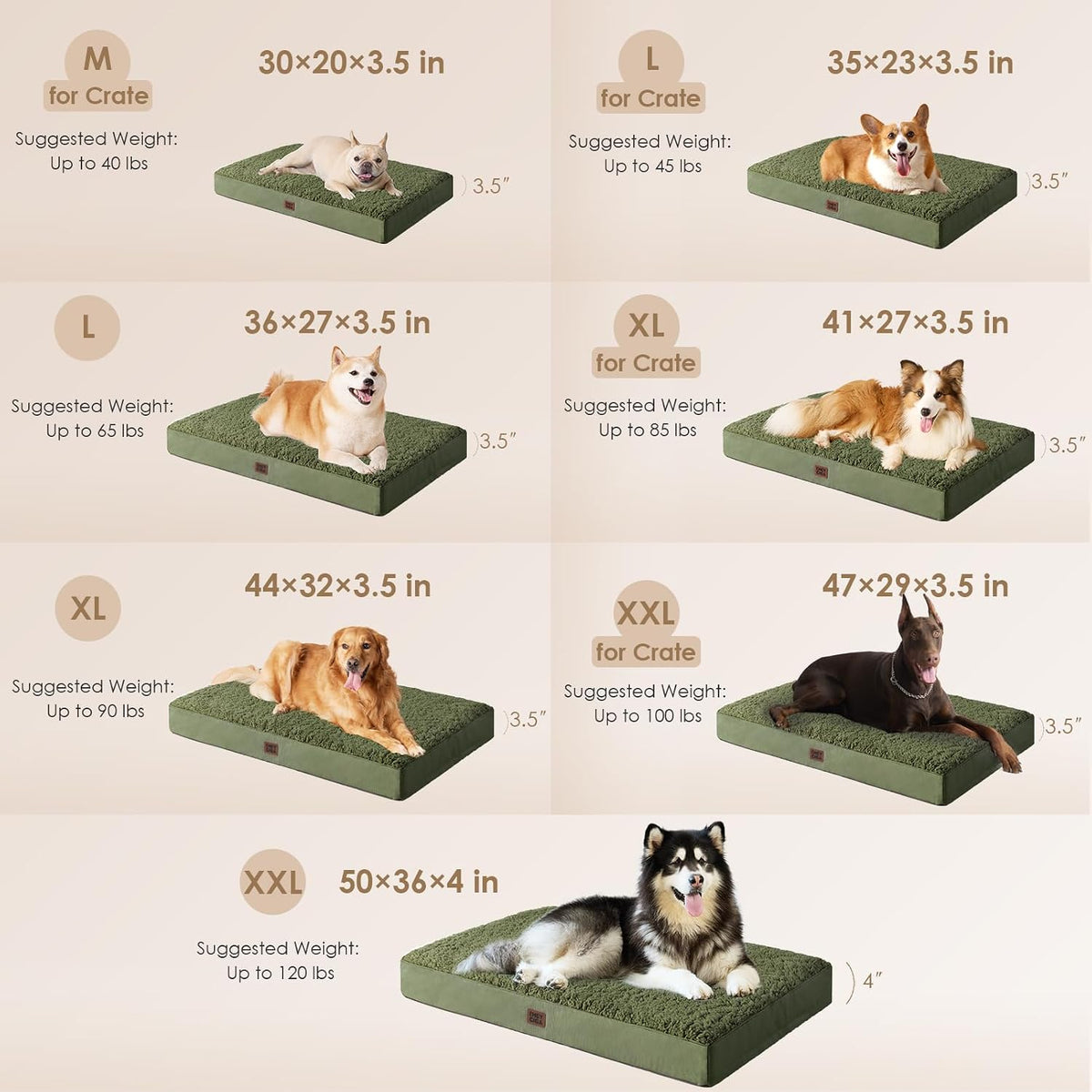 Orthopedic Dog Bed Large with Removable Washable Cover, 41IN Grey | Egg Crate Foam Support, Durable Oxford fabric, Non-Slip Bottom, Machine Washable, Soft Waterproof Plush Pet Bed Mat For Crate