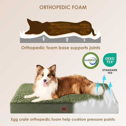 Orthopedic Dog Bed Large with Removable Washable Cover, 41IN Grey | Egg Crate Foam Support, Durable Oxford fabric, Non-Slip Bottom, Machine Washable, Soft Waterproof Plush Pet Bed Mat For Crate