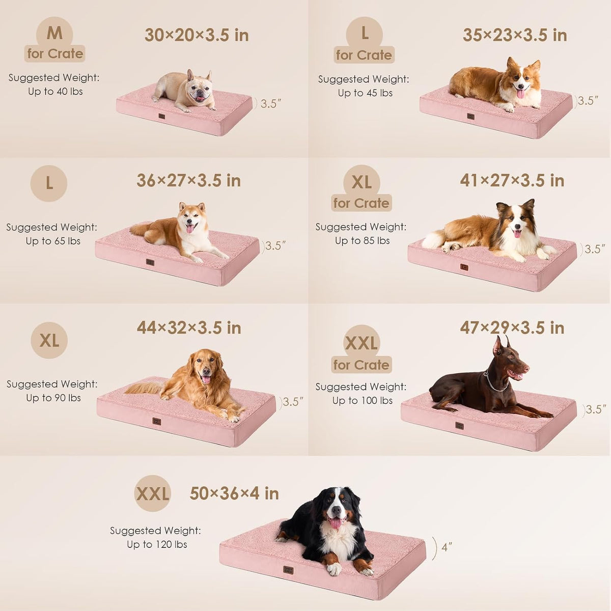 Orthopedic Dog Bed Large with Removable Washable Cover, 41IN Grey | Egg Crate Foam Support, Durable Oxford fabric, Non-Slip Bottom, Machine Washable, Soft Waterproof Plush Pet Bed Mat For Crate