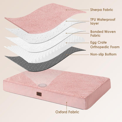 Orthopedic Dog Bed Large with Removable Washable Cover, 41IN Grey | Egg Crate Foam Support, Durable Oxford fabric, Non-Slip Bottom, Machine Washable, Soft Waterproof Plush Pet Bed Mat For Crate