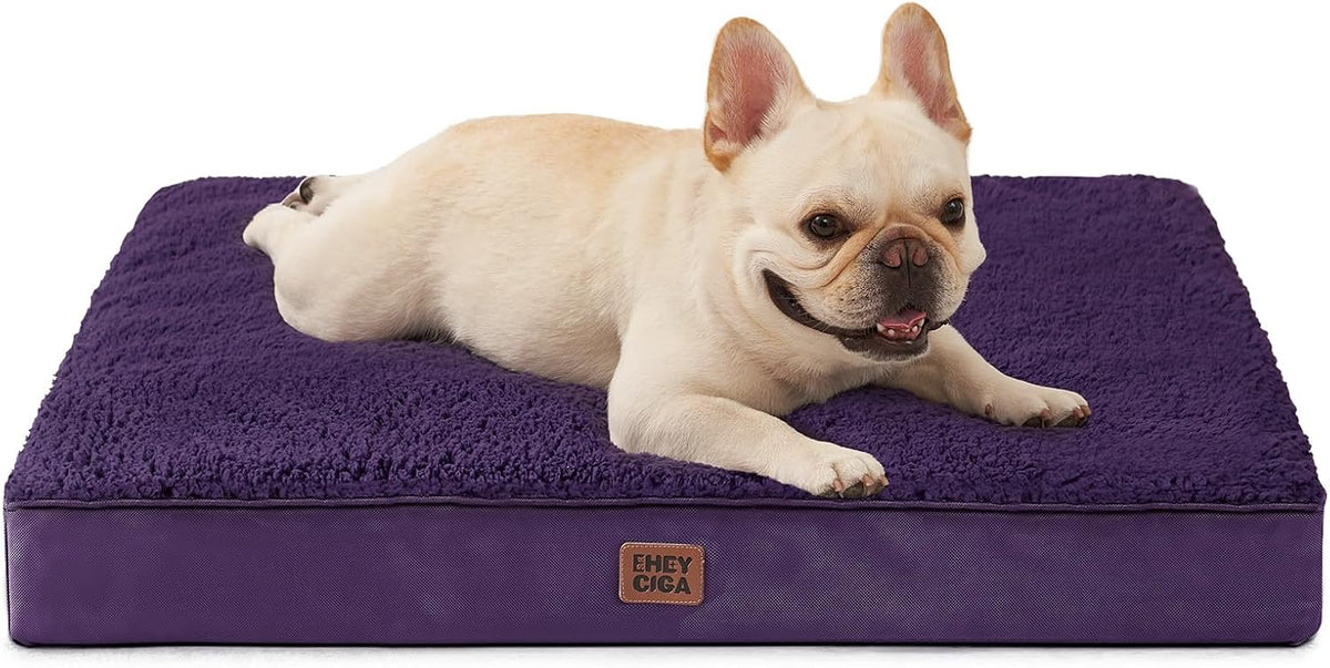 Orthopedic Dog Bed Large with Removable Washable Cover, 41IN Grey | Egg Crate Foam Support, Durable Oxford fabric, Non-Slip Bottom, Machine Washable, Soft Waterproof Plush Pet Bed Mat For Crate
