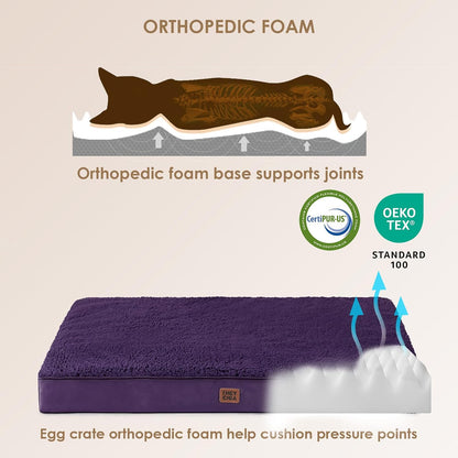 Orthopedic Dog Bed Large with Removable Washable Cover, 41IN Grey | Egg Crate Foam Support, Durable Oxford fabric, Non-Slip Bottom, Machine Washable, Soft Waterproof Plush Pet Bed Mat For Crate