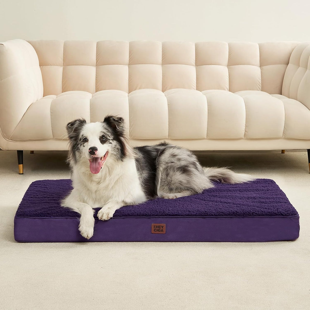 Orthopedic Dog Bed Large with Removable Washable Cover, 41IN Grey | Egg Crate Foam Support, Durable Oxford fabric, Non-Slip Bottom, Machine Washable, Soft Waterproof Plush Pet Bed Mat For Crate