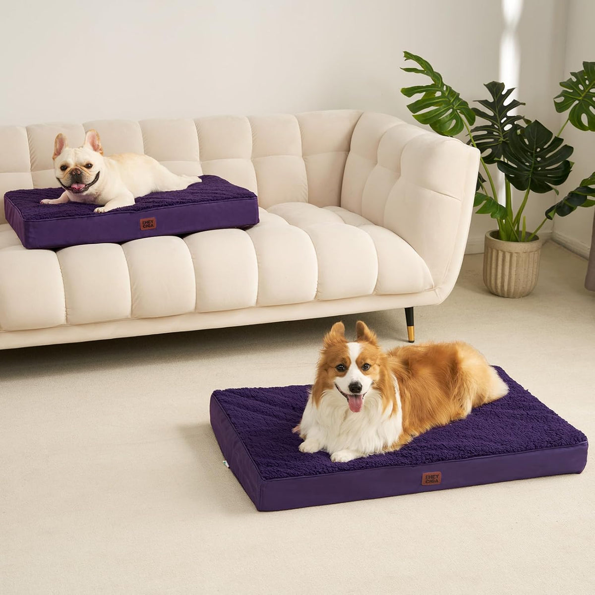 Orthopedic Dog Bed Large with Removable Washable Cover, 41IN Grey | Egg Crate Foam Support, Durable Oxford fabric, Non-Slip Bottom, Machine Washable, Soft Waterproof Plush Pet Bed Mat For Crate