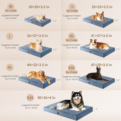 Orthopedic Dog Bed Large with Removable Washable Cover, 41IN Grey | Egg Crate Foam Support, Durable Oxford fabric, Non-Slip Bottom, Machine Washable, Soft Waterproof Plush Pet Bed Mat For Crate