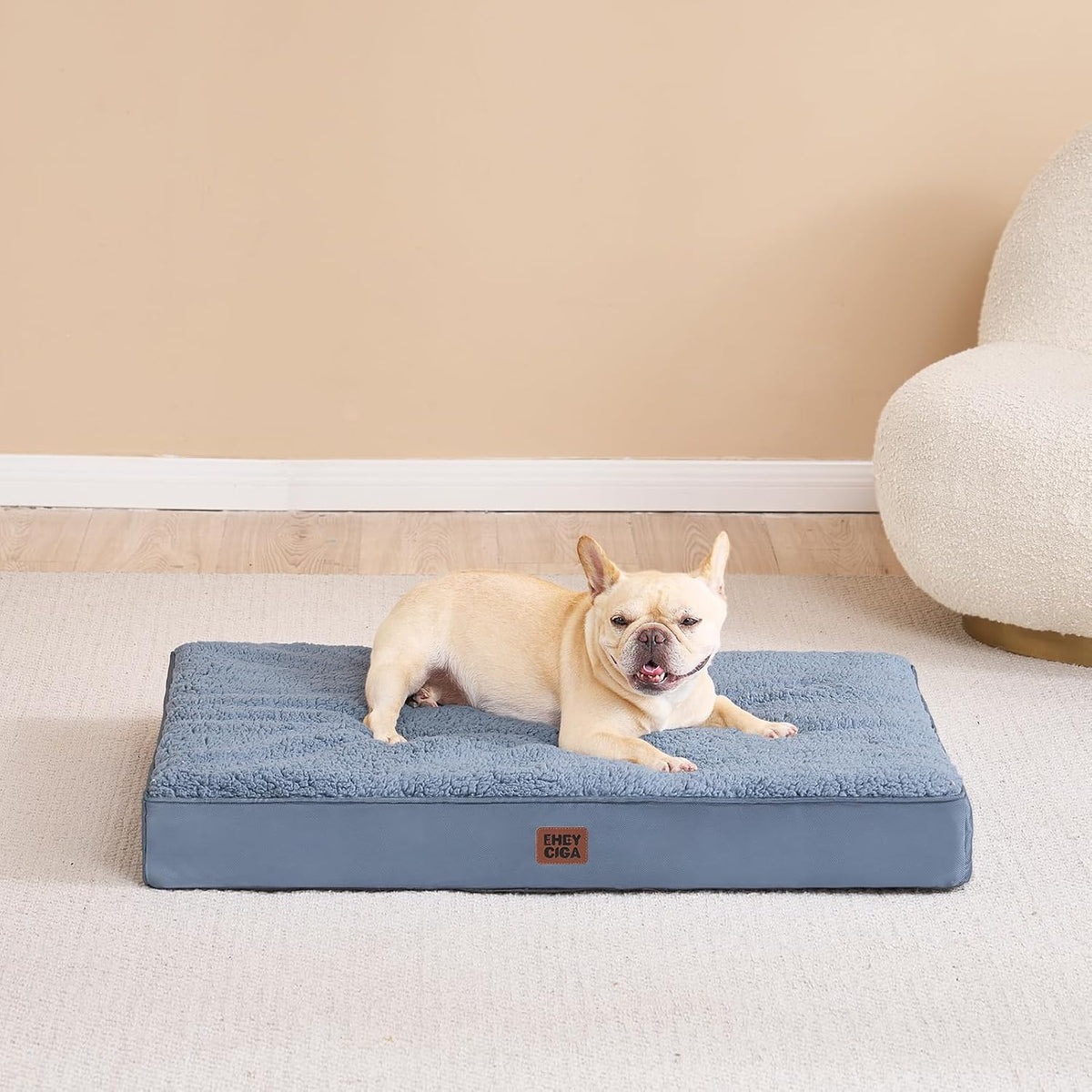 Orthopedic Dog Bed Large with Removable Washable Cover, 41IN Grey | Egg Crate Foam Support, Durable Oxford fabric, Non-Slip Bottom, Machine Washable, Soft Waterproof Plush Pet Bed Mat For Crate