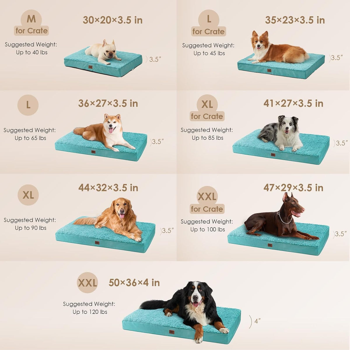 Orthopedic Dog Bed Large with Removable Washable Cover, 41IN Grey | Egg Crate Foam Support, Durable Oxford fabric, Non-Slip Bottom, Machine Washable, Soft Waterproof Plush Pet Bed Mat For Crate