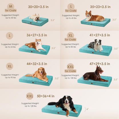 Orthopedic Dog Bed Large with Removable Washable Cover, 41IN Grey | Egg Crate Foam Support, Durable Oxford fabric, Non-Slip Bottom, Machine Washable, Soft Waterproof Plush Pet Bed Mat For Crate