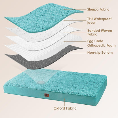 Orthopedic Dog Bed Large with Removable Washable Cover, 41IN Grey | Egg Crate Foam Support, Durable Oxford fabric, Non-Slip Bottom, Machine Washable, Soft Waterproof Plush Pet Bed Mat For Crate