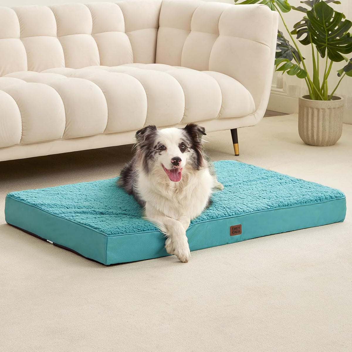 Orthopedic Dog Bed Large with Removable Washable Cover, 41IN Grey | Egg Crate Foam Support, Durable Oxford fabric, Non-Slip Bottom, Machine Washable, Soft Waterproof Plush Pet Bed Mat For Crate