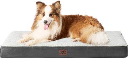 Orthopedic Dog Bed Large with Removable Washable Cover, 41IN Grey | Egg Crate Foam Support, Durable Oxford fabric, Non-Slip Bottom, Machine Washable, Soft Waterproof Plush Pet Bed Mat For Crate