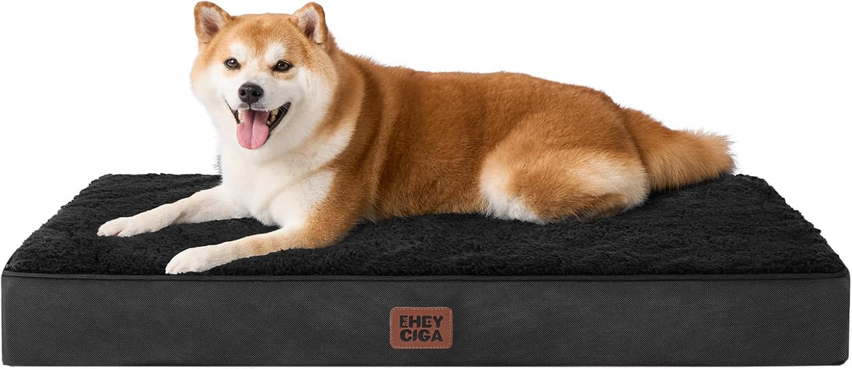 Orthopedic Dog Bed Large with Removable Washable Cover, 41IN Grey | Egg Crate Foam Support, Durable Oxford fabric, Non-Slip Bottom, Machine Washable, Soft Waterproof Plush Pet Bed Mat For Crate