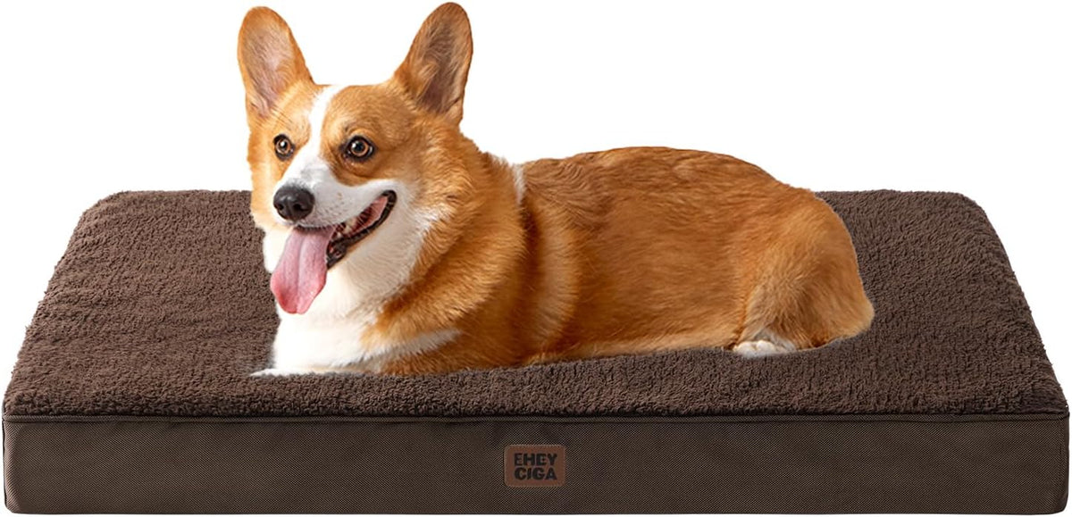 Orthopedic Dog Bed Large with Removable Washable Cover, 41IN Grey | Egg Crate Foam Support, Durable Oxford fabric, Non-Slip Bottom, Machine Washable, Soft Waterproof Plush Pet Bed Mat For Crate