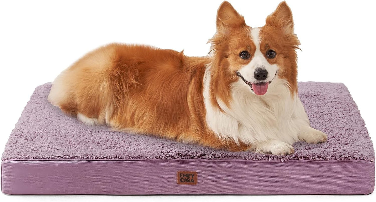 Orthopedic Dog Bed Large with Removable Washable Cover, 41IN Grey | Egg Crate Foam Support, Durable Oxford fabric, Non-Slip Bottom, Machine Washable, Soft Waterproof Plush Pet Bed Mat For Crate