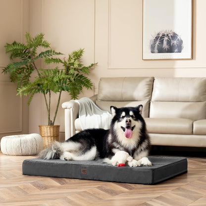 Orthopedic Dog Bed Large with Removable Washable Cover, 41IN Grey | Egg Crate Foam Support, Durable Oxford fabric, Non-Slip Bottom, Machine Washable, Soft Waterproof Plush Pet Bed Mat For Crate