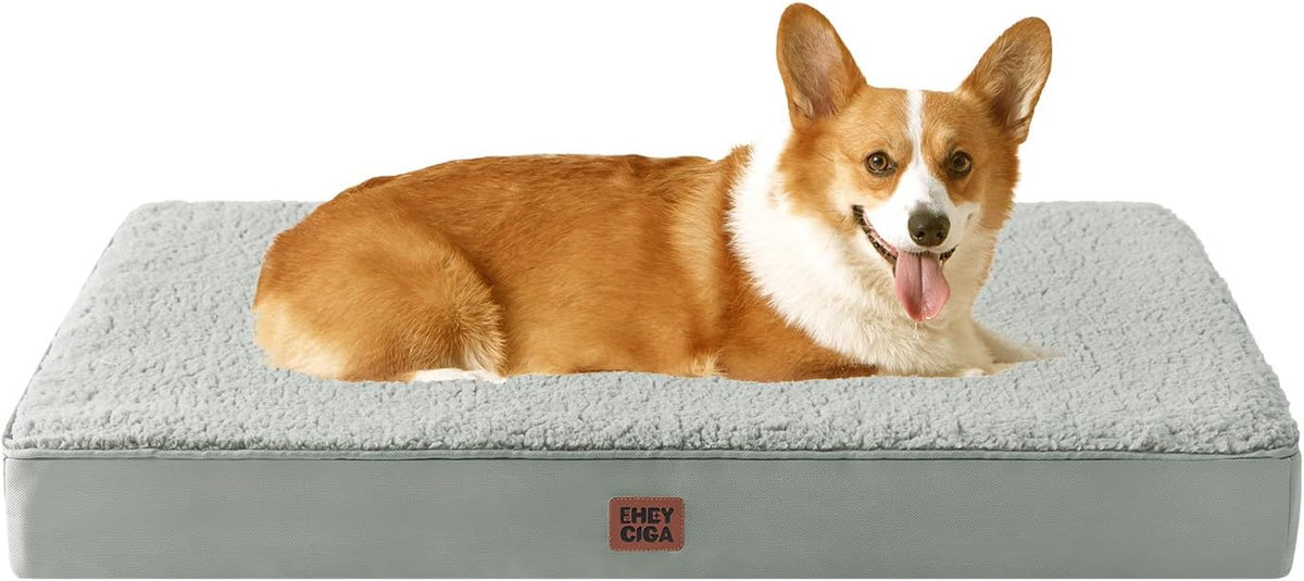 Orthopedic Dog Bed Large with Removable Washable Cover, 41IN Grey | Egg Crate Foam Support, Durable Oxford fabric, Non-Slip Bottom, Machine Washable, Soft Waterproof Plush Pet Bed Mat For Crate