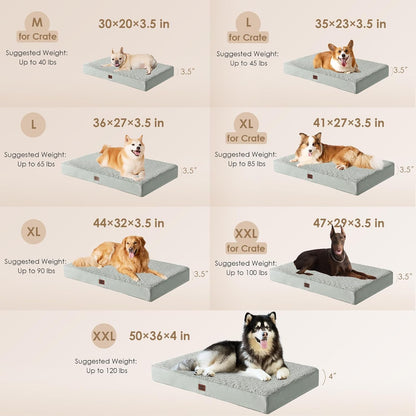 Orthopedic Dog Bed Large with Removable Washable Cover, 41IN Grey | Egg Crate Foam Support, Durable Oxford fabric, Non-Slip Bottom, Machine Washable, Soft Waterproof Plush Pet Bed Mat For Crate