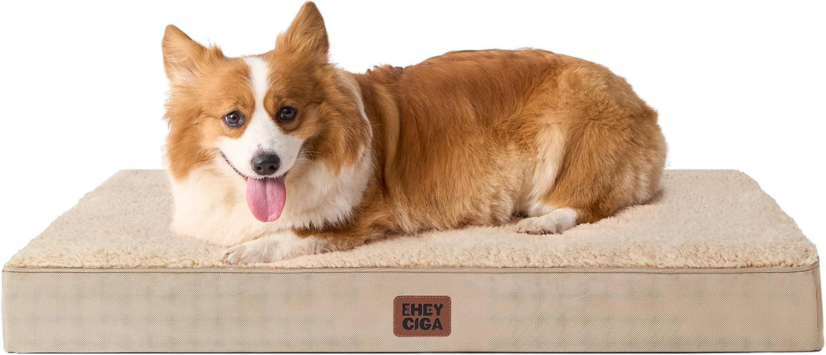 Orthopedic Dog Bed Large with Removable Washable Cover, 41IN Grey | Egg Crate Foam Support, Durable Oxford fabric, Non-Slip Bottom, Machine Washable, Soft Waterproof Plush Pet Bed Mat For Crate