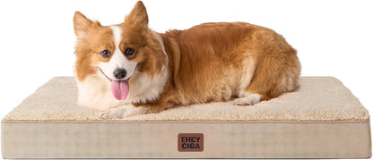 Orthopedic Dog Bed Large with Removable Washable Cover, 41IN Grey | Egg Crate Foam Support, Durable Oxford fabric, Non-Slip Bottom, Machine Washable, Soft Waterproof Plush Pet Bed Mat For Crate