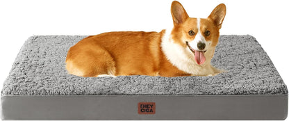 Orthopedic Dog Bed Large with Removable Washable Cover, 41IN Grey | Egg Crate Foam Support, Durable Oxford fabric, Non-Slip Bottom, Machine Washable, Soft Waterproof Plush Pet Bed Mat For Crate