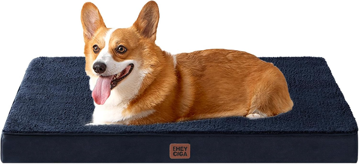 Orthopedic Dog Bed Large with Removable Washable Cover, 41IN Grey | Egg Crate Foam Support, Durable Oxford fabric, Non-Slip Bottom, Machine Washable, Soft Waterproof Plush Pet Bed Mat For Crate