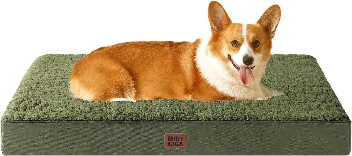 Orthopedic Dog Bed Large with Removable Washable Cover, 41IN Grey | Egg Crate Foam Support, Durable Oxford fabric, Non-Slip Bottom, Machine Washable, Soft Waterproof Plush Pet Bed Mat For Crate